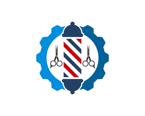 里面有理发店标志和剪刀的机械装置图片下载