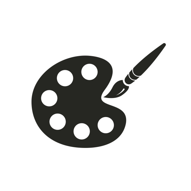 油漆刷与调色板图标隔离在白色图片下载