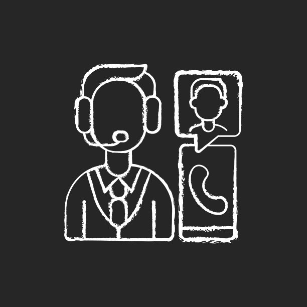 客户服务部门粉笔白色图标上图片下载