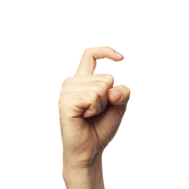 男子显示字母X孤立在白色背景，特写。美国手语中的手指拼写字母表。美国手语概念图片下载