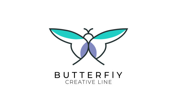 简单的黄油苍蝇标志设计美丽干净的s图片下载