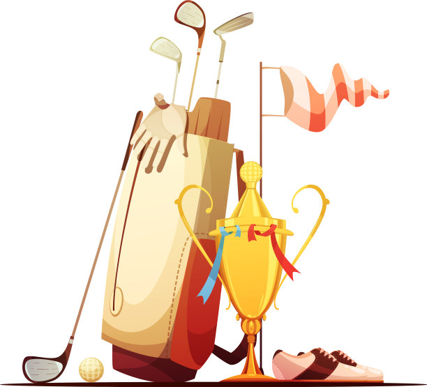 高尔夫球袋和奖杯复古图标图片下载