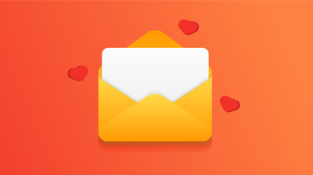 情书白色卡片与黄色纸信封图片下载