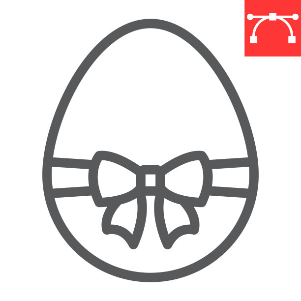 复活节彩蛋与丝带线图标复活节快乐图片下载
