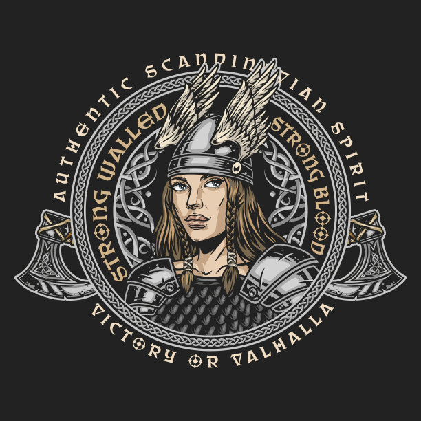 复古维京圆形彩色标签图片下载