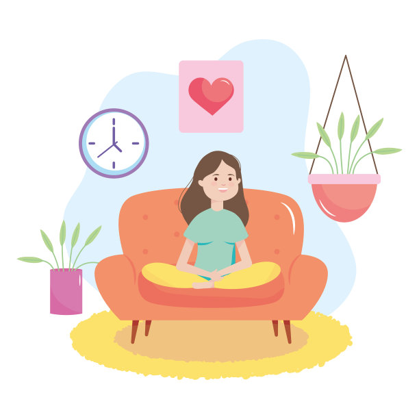 幸福的女人坐在沙发上生活图片下载