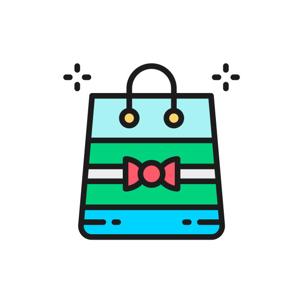 包装包装礼品袋平面彩色线条图标图片下载