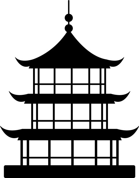 中国城堡剪影风格的图标图片下载