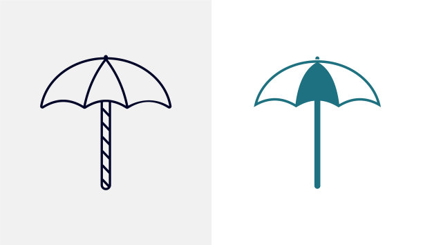 海滩桌子和雨伞的图标模板旅行图片下载