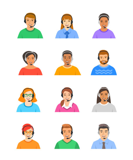 呼叫中心客户支持运营商扁形图标图片下载