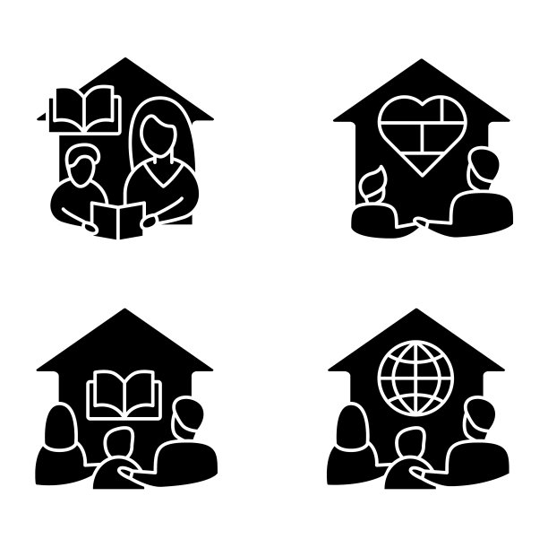 家庭教育字形图标集图片下载