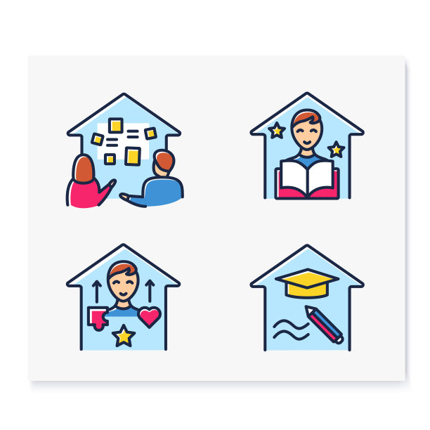 家庭教育颜色线图标设置图片下载