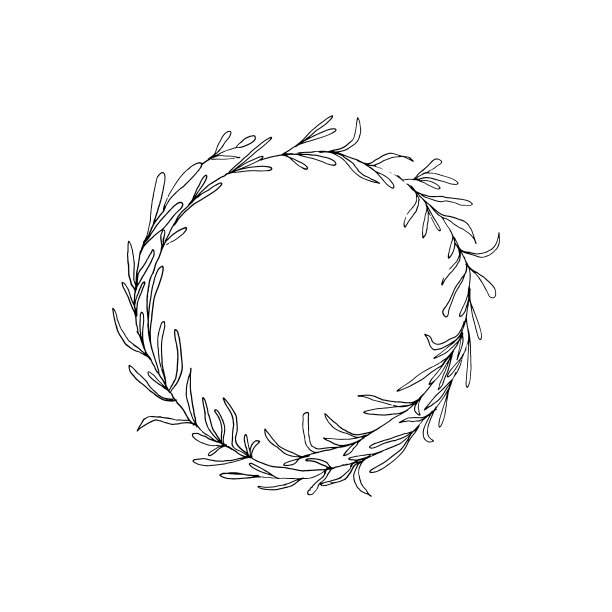 简单的圆形框架与花卉装饰图片下载