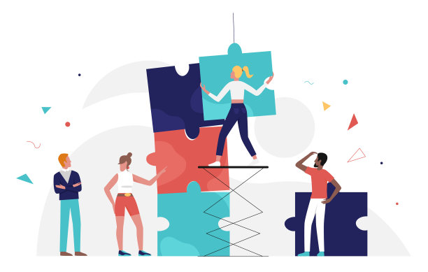 业务人员团队工作与困惑的概念图片下载