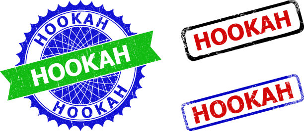 水烟玫瑰形和长方形双色邮票印章图片下载