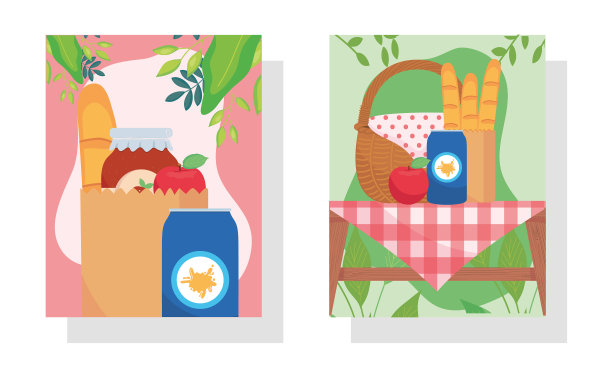 野餐桌和食物图标设置内标签图片下载