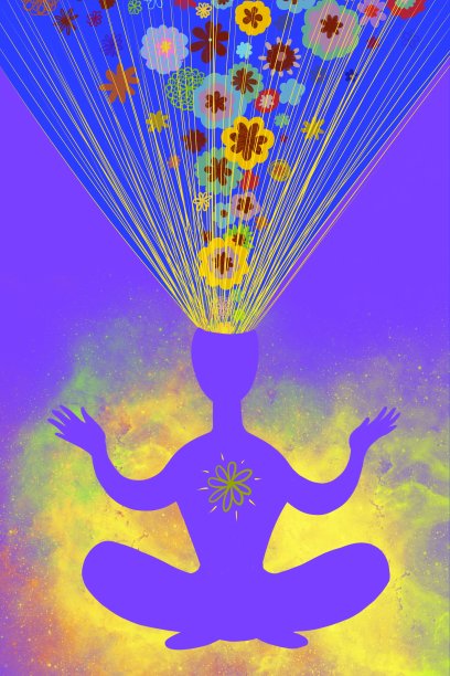 图解瑜珈修行者在冥想莲花的位置图片下载