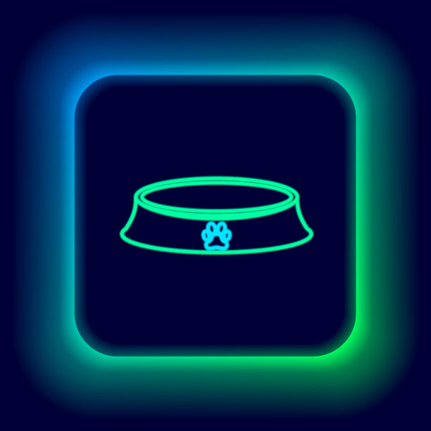 发光的霓虹线宠物食品碗猫或狗图片下载