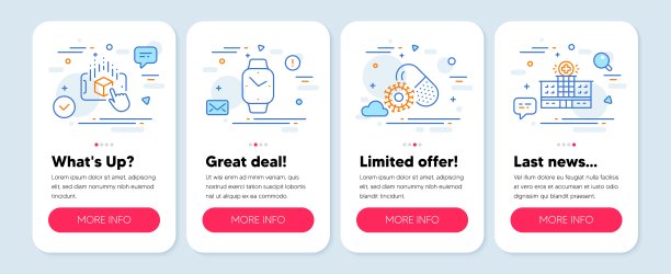 一套科学图标，如冠状病毒药丸，智能手表，增强现实符号。向量图片下载