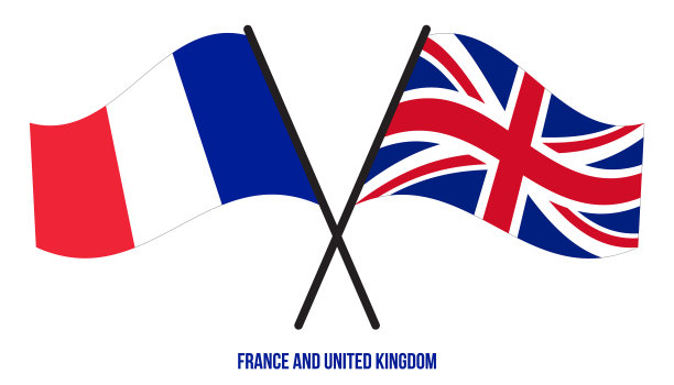 法国和英国国旗交叉图片下载
