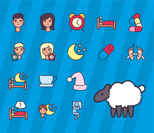 失眠线和填充样式设置图标图片下载