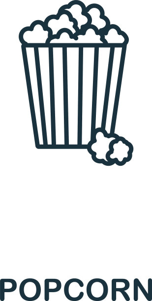 爆米花图标来自快餐系列简单的线条图片下载