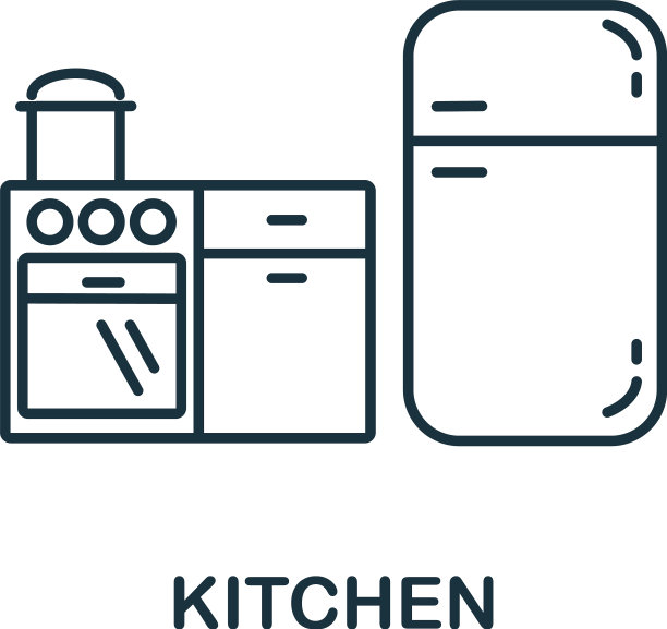 厨房图标从室内收集简单的线条图片下载