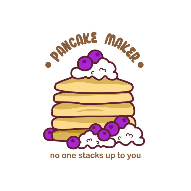 奶油煎饼和蓝莓，矢量插图图片下载