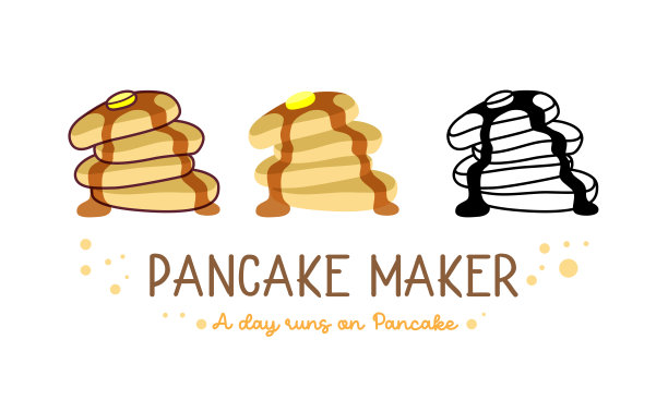 煎饼与蜂蜜或枫糖浆和黄油，煎饼机，矢量插图图片下载