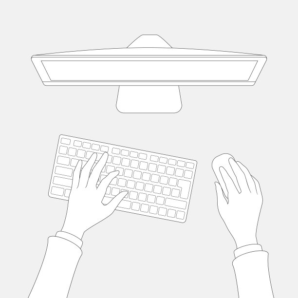 手动操作桌面电脑(俯视图)图片下载