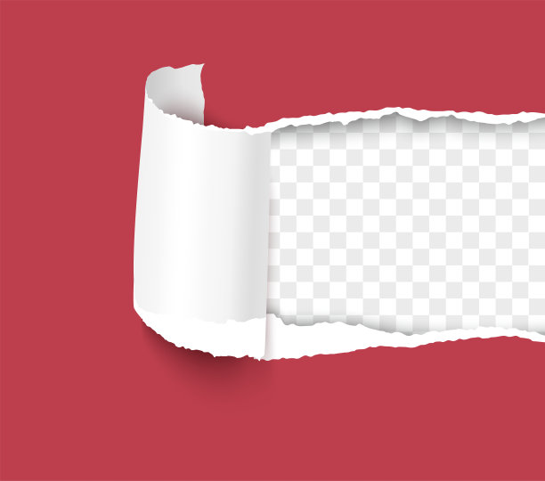 撕裂的sheet与卷曲的纸元素隔离在透明的背景图片下载
