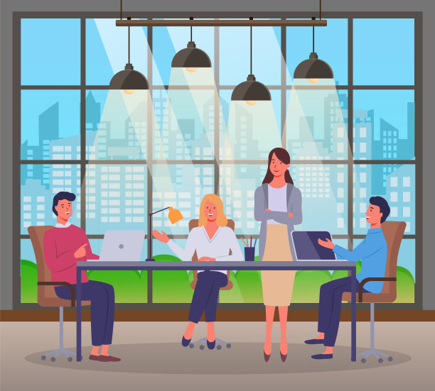 办公室员工在会议室，晚上时间，晚上讨论项目。工作时间结束图片下载