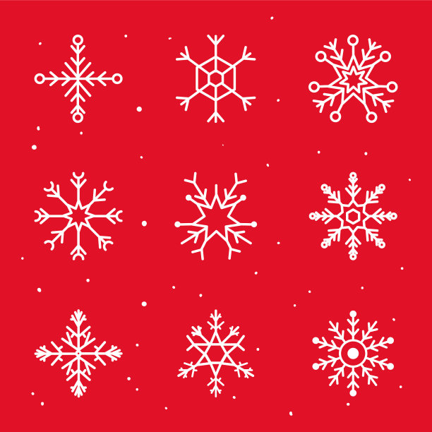 设置红色背景上的雪花图标圣诞节图片下载
