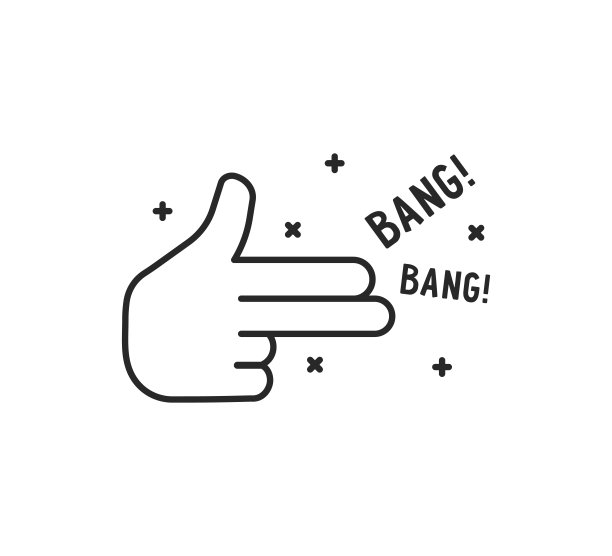 黑色简单的手指枪细线图标图片下载