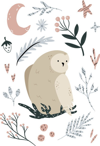 有一只猫头鹰坐在窝里的创意海报图片下载