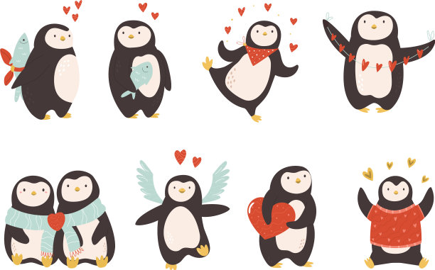 情人节送可爱的企鹅吧图片下载
