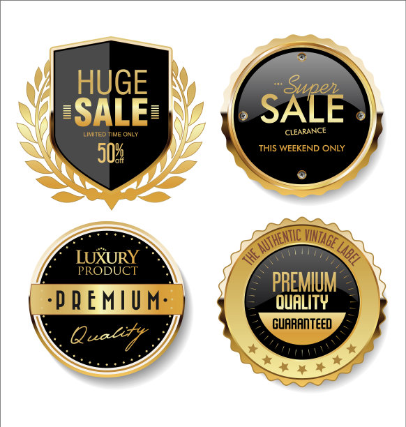 收集黄金复古徽章和图片下载