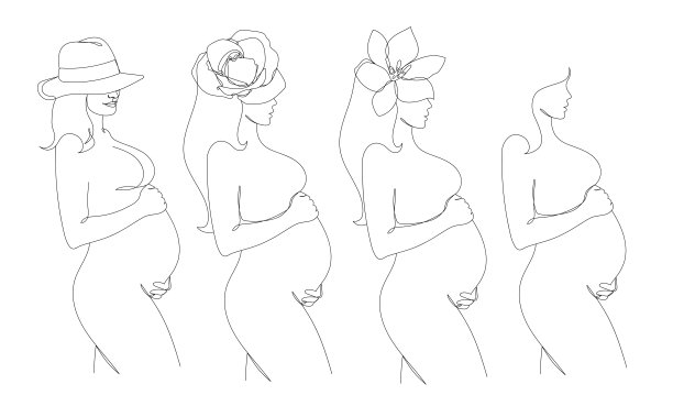 手绘线条艺术风格的孕妇图片下载