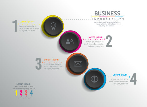 矢量插图信息图设计模板，业务信息，演示图表，有4个选项或步骤。图片下载