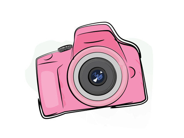 可爱的粉色相机孤立在白色背景图片下载