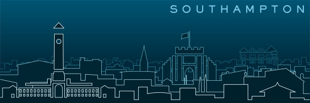 南安普顿多线、天际线和地标图片下载