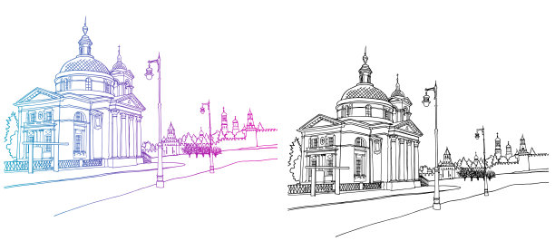 城市景观与老教堂。图片下载