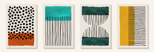 创意极简主义手绘抽象艺术背景与水彩染色和手绘涂鸦圈。设计用于墙面装饰、明信片、海报或宣传册图片下载