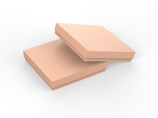 棕色细长的方形纸板包装盒模型，牛皮纸纸盒模型模板上孤立的白色背景，3d插图图片下载