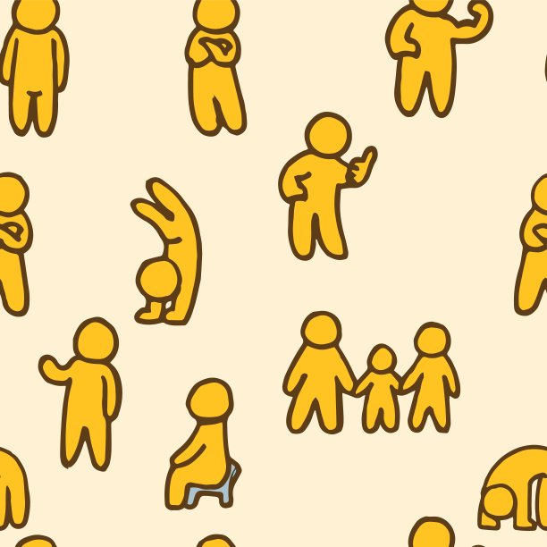 人。无缝的插图。卡通风格的素描人物。手勾勒出有趣的社会。向量图片下载