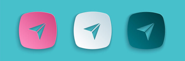 剪纸信息图的城市地图导航图标孤立在蓝色背景。界面的概念设计。地理定位的概念。纸艺术风格。向量图片下载