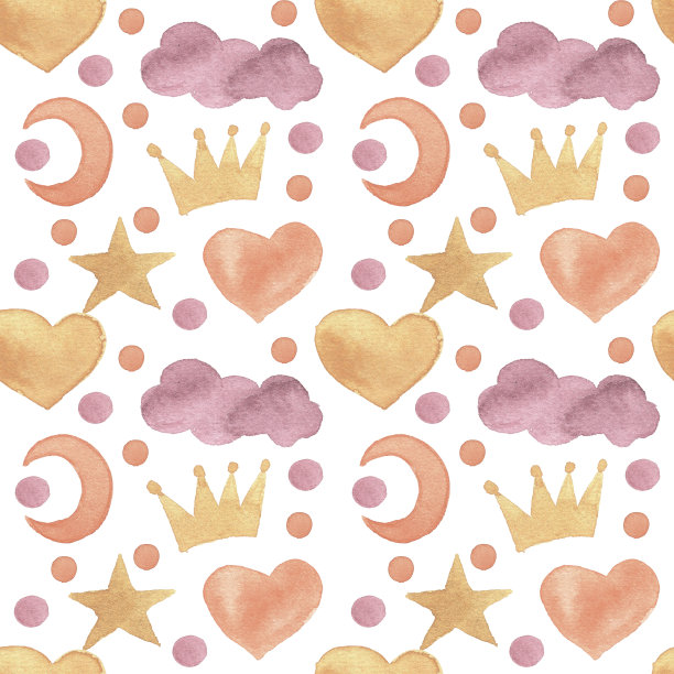 水彩图案与彩色的心和心图片下载