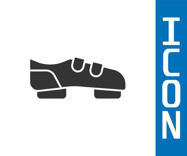 灰色铁人三项自行车鞋图标孤立在白色背景。运动鞋，自行车鞋。向量图片下载
