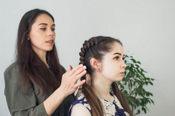 师傅给一个女孩做了个发型，漂亮的卷发图片下载