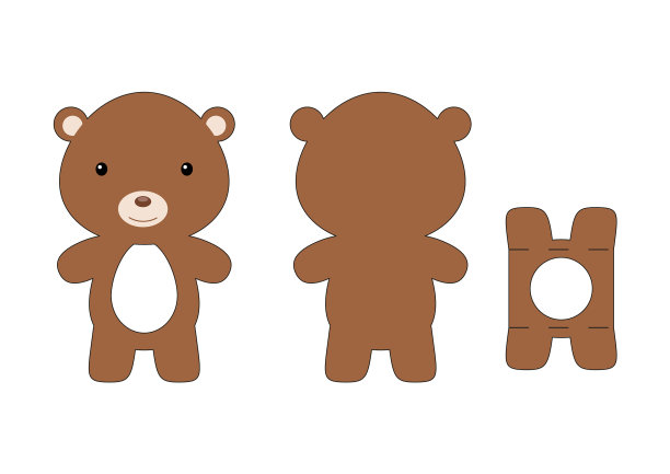 可爱的模切熊巧克力蛋holder模板图片下载